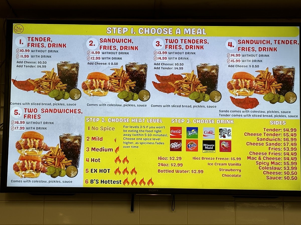 B's Hot Chicken Menu - Image 1
